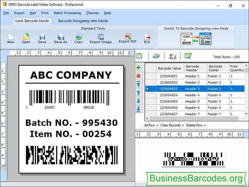 Print Barcode screen shot