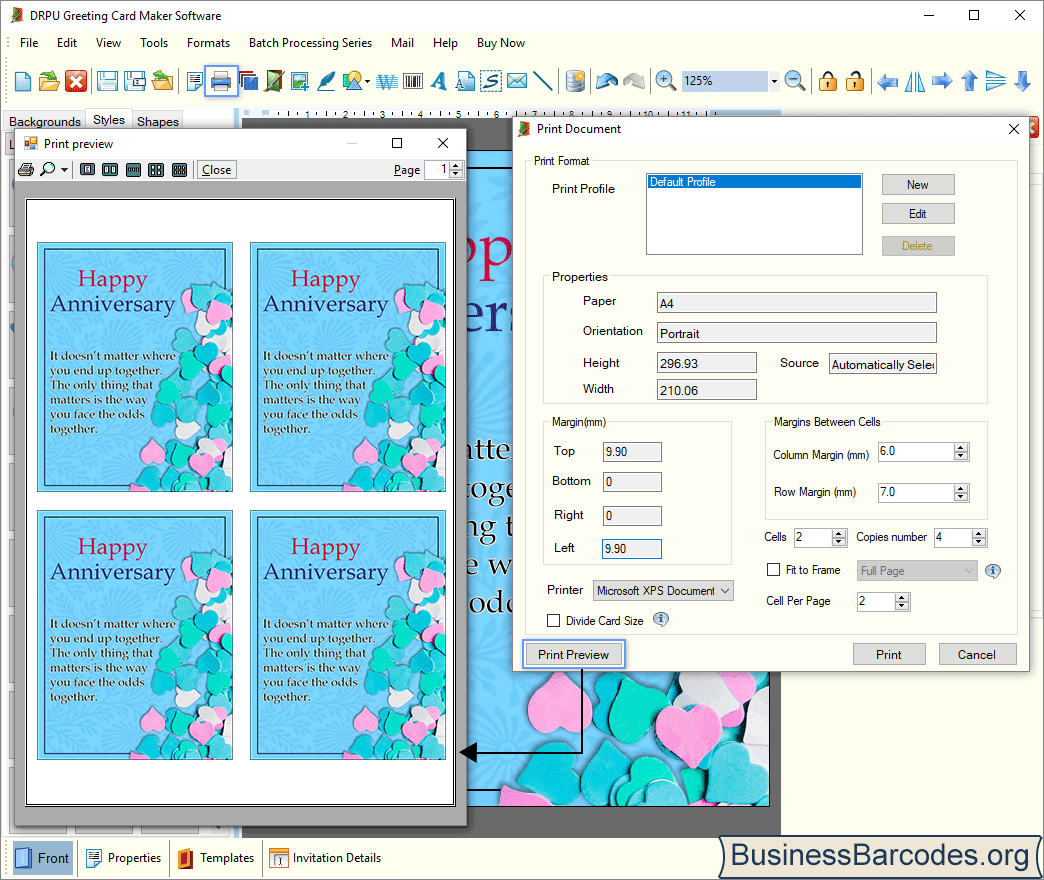 Greeting card maker tool screenshots