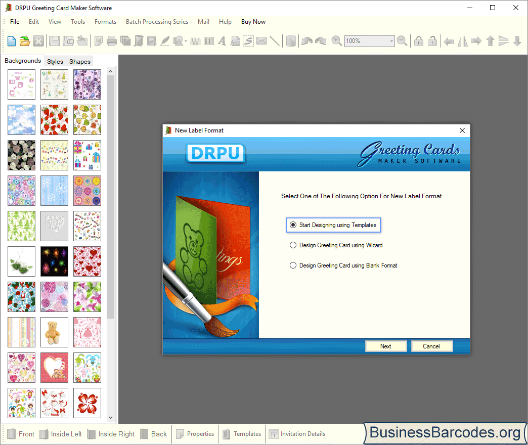 Greeting card screenshots