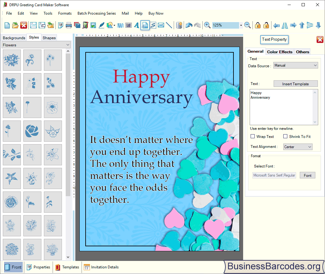 Greeting card maker tool screenshots