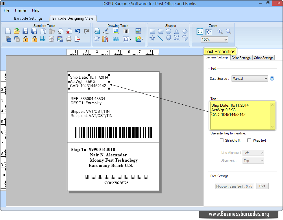 post office and bank barcode label software designs multiple barcode