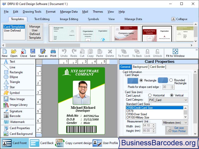 Screenshot of ID Cards Templates