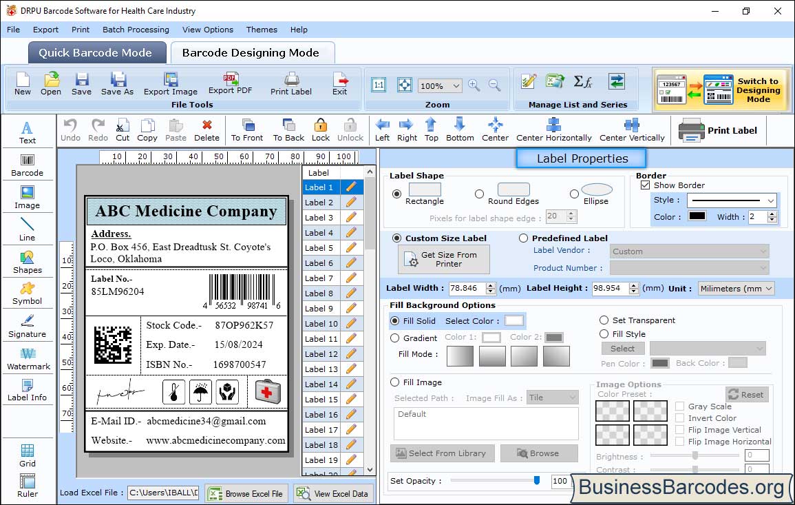 Healthcare Industry Barcode Software
