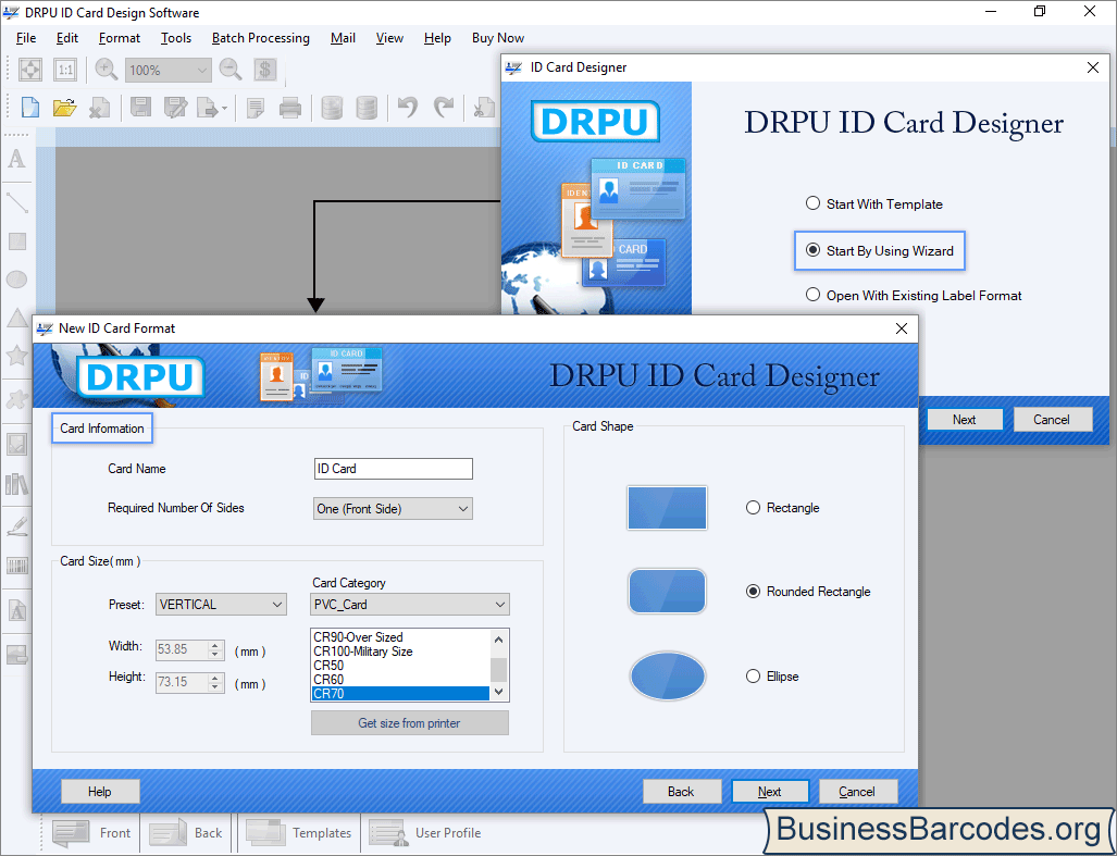ID card design screenshots