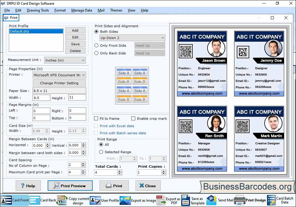 ID card creator software screenshots