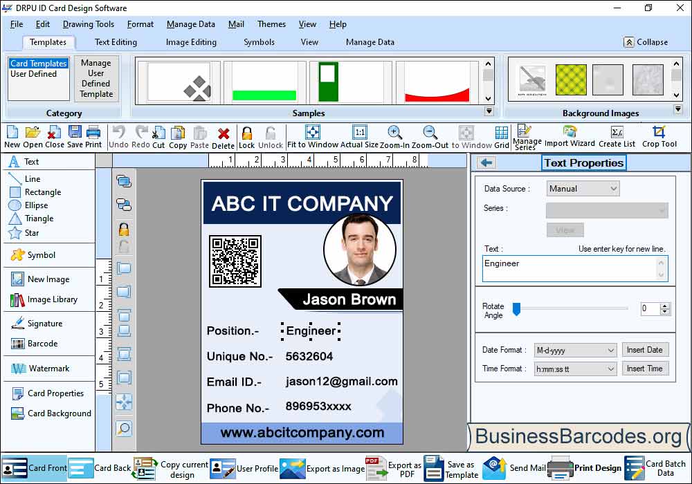 ID card creator software screenshots