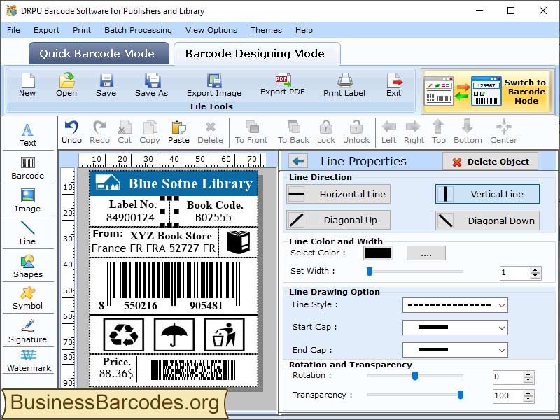 Screenshot of Book Barcode Generator Software